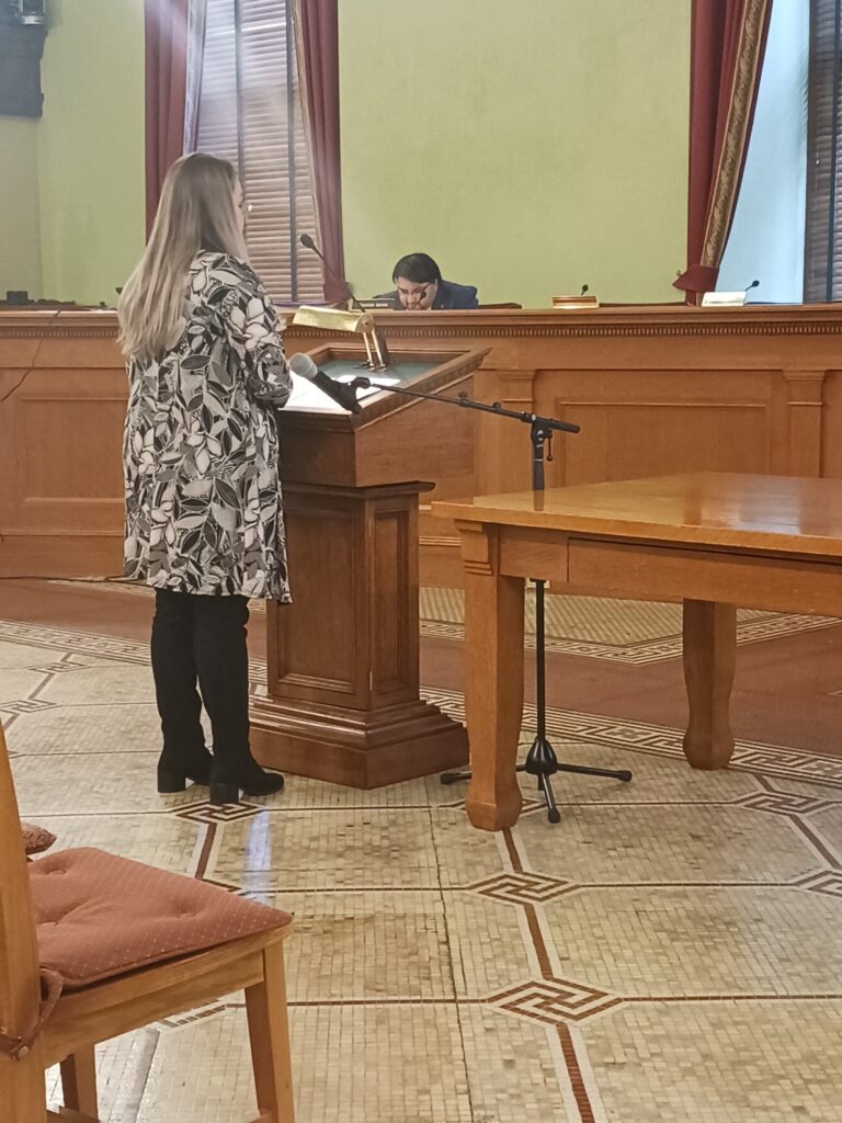 Brittanie Maddox provides oral testimony to Senate Medicaid Committee